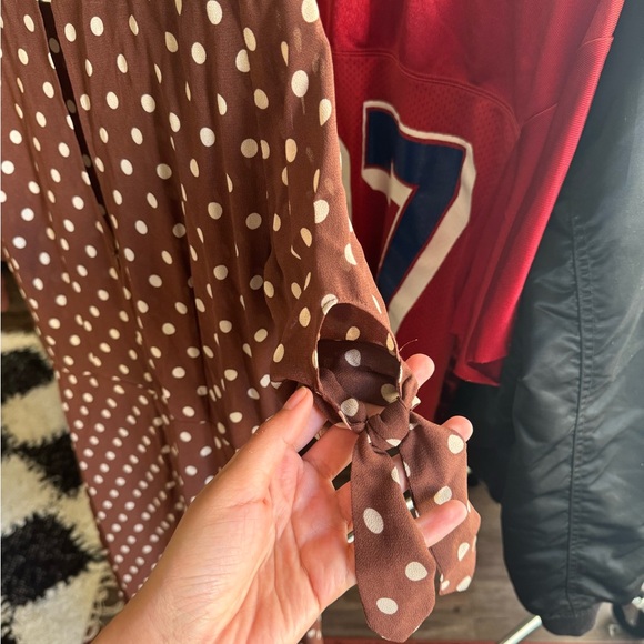 Reformation “Amsterdam” Polka Dot Brown Dress - Picture 3 of 5